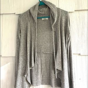 JUNIOR’S GREY  HOODED CARDIGAN-SUPER SOFT